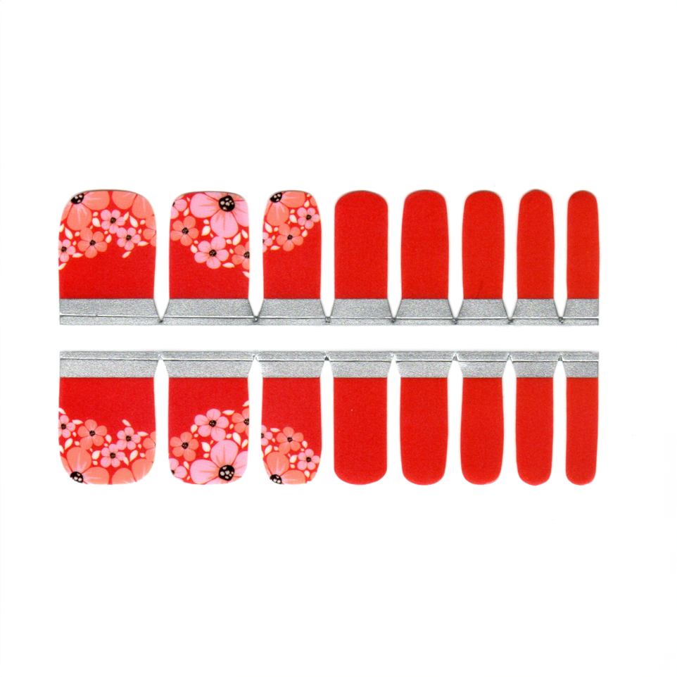 White Smoke Toe Nails/Kids Nail Wraps Red Toe Nail Wraps with Flowers