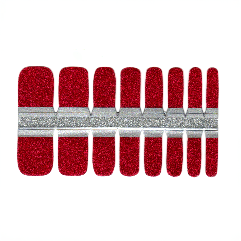 Dark Red Toe Nails/Kids Nail Wraps Dark Red Solid Glitter