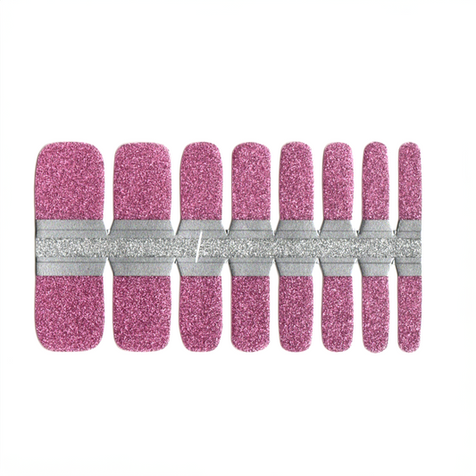 Pale Violet Red Toe Nails/Kids Nail Wraps Pink Solid Glitter