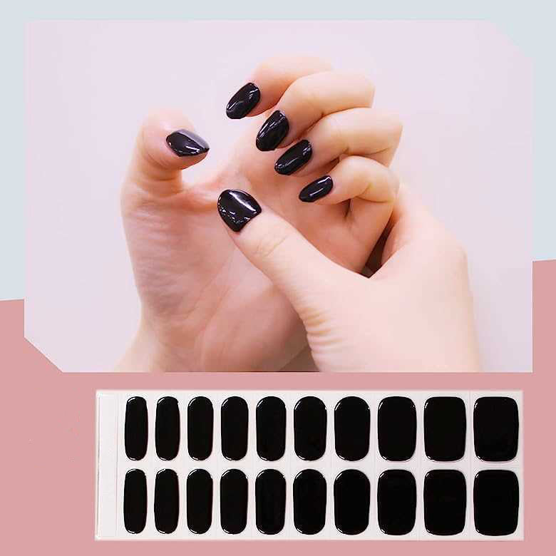 Lavender Semi-Cured Gel Nail Wraps Black Solid Color