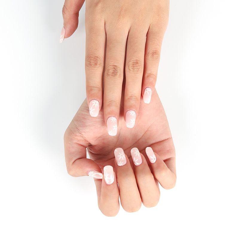 White Smoke Semi-Cured Gel Nail Wraps Pink Spring