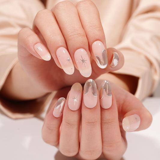 Semi-Cured Gel Nail Wraps - Silver Veil