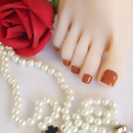 Light Gray Toe Nails/Kids Nail Wraps Brown Solid Color