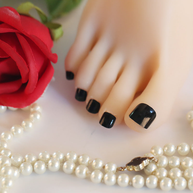 Gray Toe Nails/Kids Nail Wraps Black Solid Color