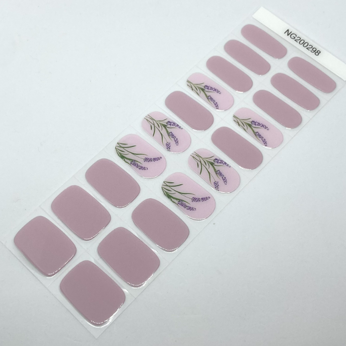 Lavender Semi-Cured Gel Nail Wraps Mauve Pink with Lavender
