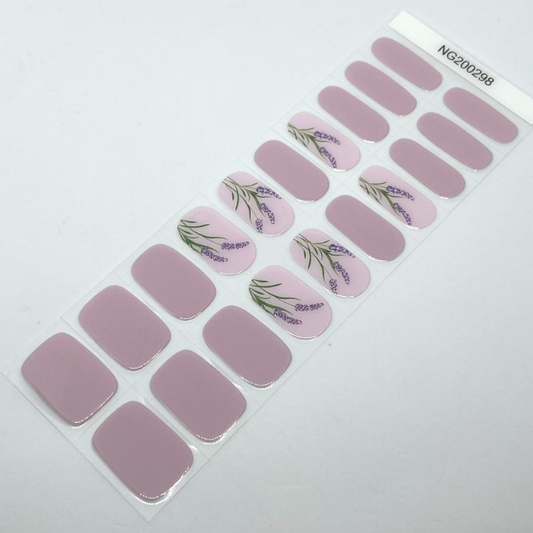 Lavender Semi-Cured Gel Nail Wraps Mauve Pink with Lavender