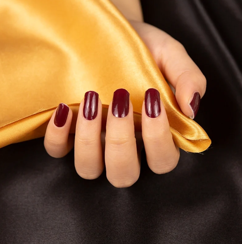 Black Semi-Cured Gel Nail Wraps Dark Red Wine