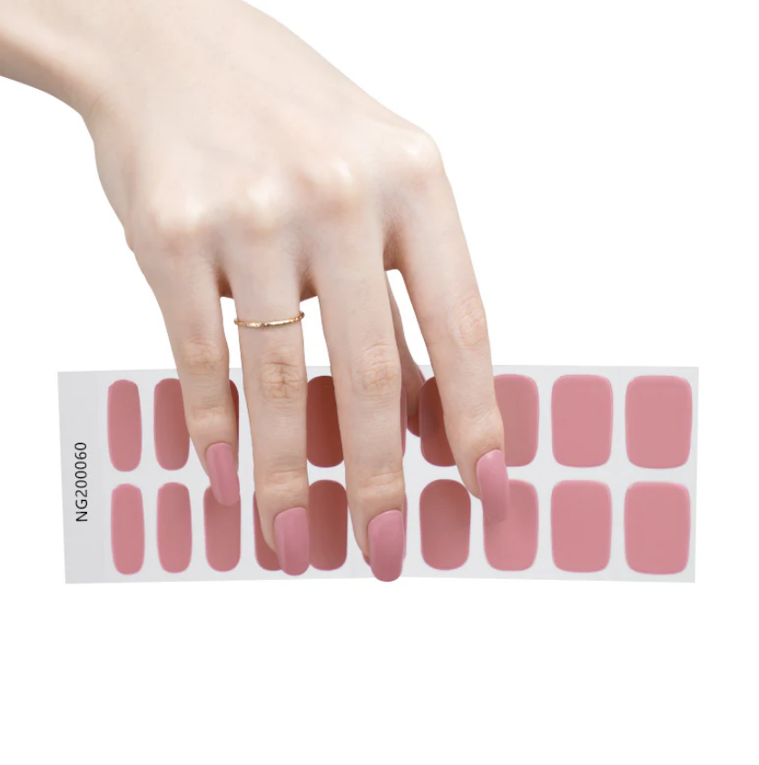 White Smoke Semi-Cured Gel Nail Wraps Creamy Pink Solid
