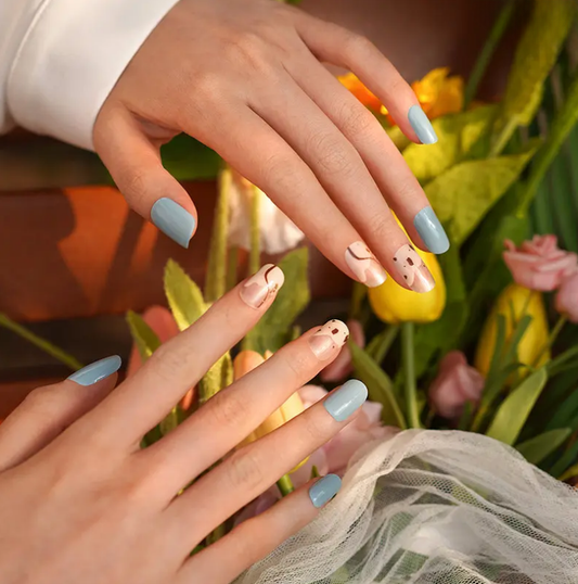 Dark Salmon Semi-Cured Gel Nail Wraps Iced Latte Skies