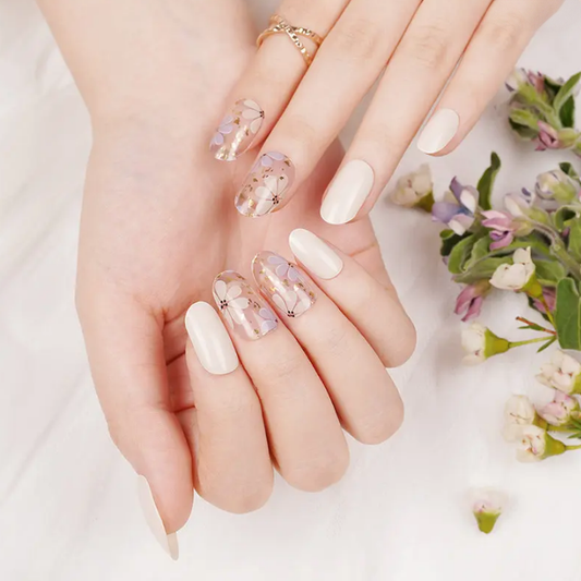 Light Gray Semi-Cured Gel Nail Wraps Softly Spoken