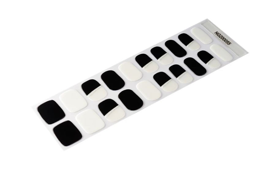 White Smoke Semi-Cured Gel Nail Wraps Black and White