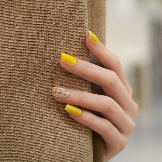 Sienna Yellow White Hand Drawn Bunny Flowers