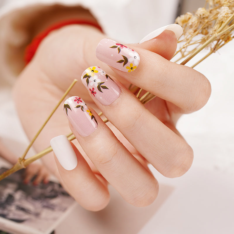 Tan Nude Pink Spring Flowers with White