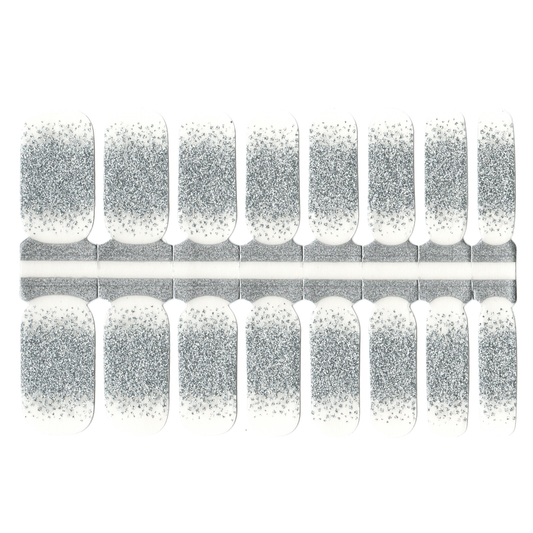 White Smoke Silver Glitter French Manicure