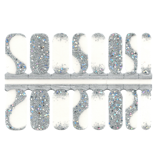 White Smoke Silver Sparkly Sequin Glitter Overlay with Clear Background