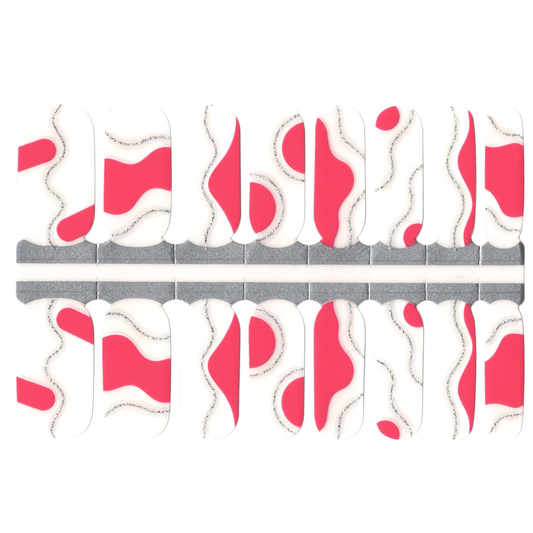 White Smoke Pink and Silver Glitter Wave Clear Background Negative Space Overlay