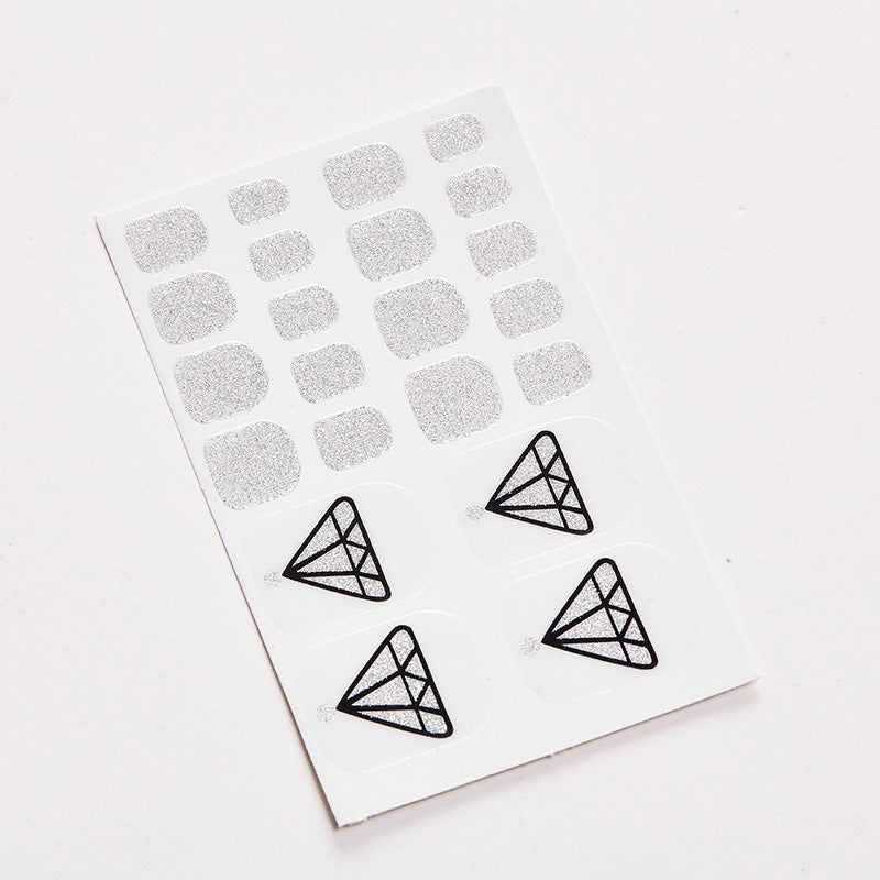 Lavender Pedicure Silver Glitter Diamond with Clear Background Toe Nail Wraps