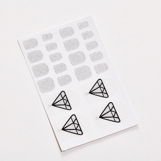 Lavender Pedicure Silver Glitter Diamond with Clear Background Toe Nail Wraps
