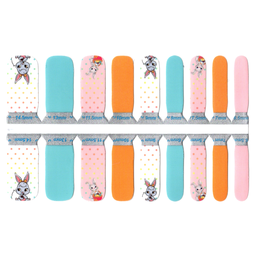 White Smoke Easter Bunny Rabbit with Basket Polka Dot Pink, Blue, Orange, White - Kids