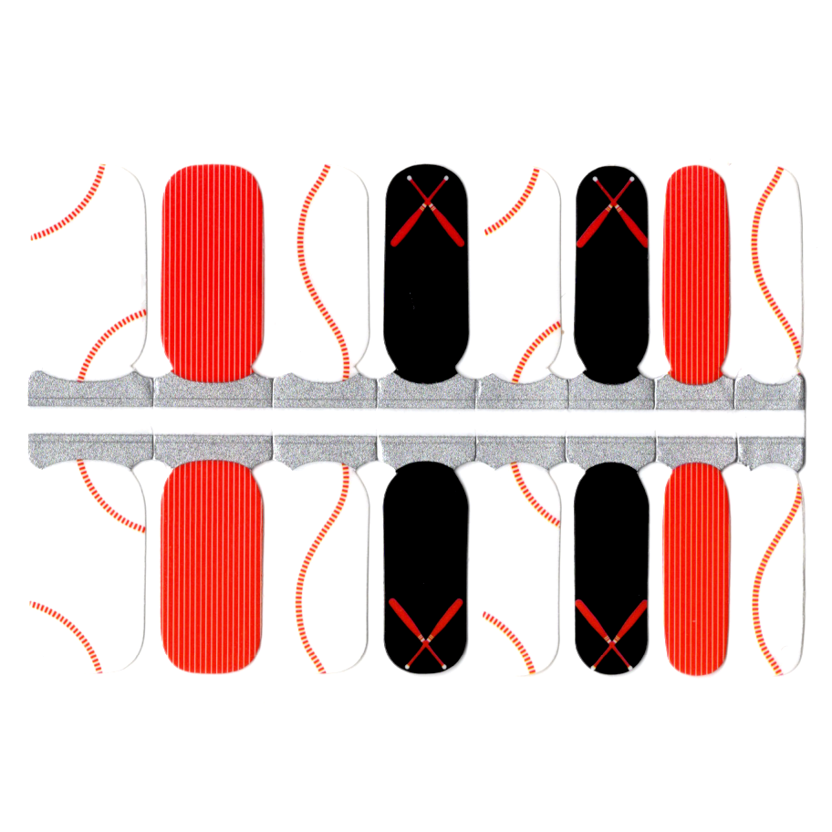 White Smoke Baseball Bat Ball Pattern Red, White and Black Sports