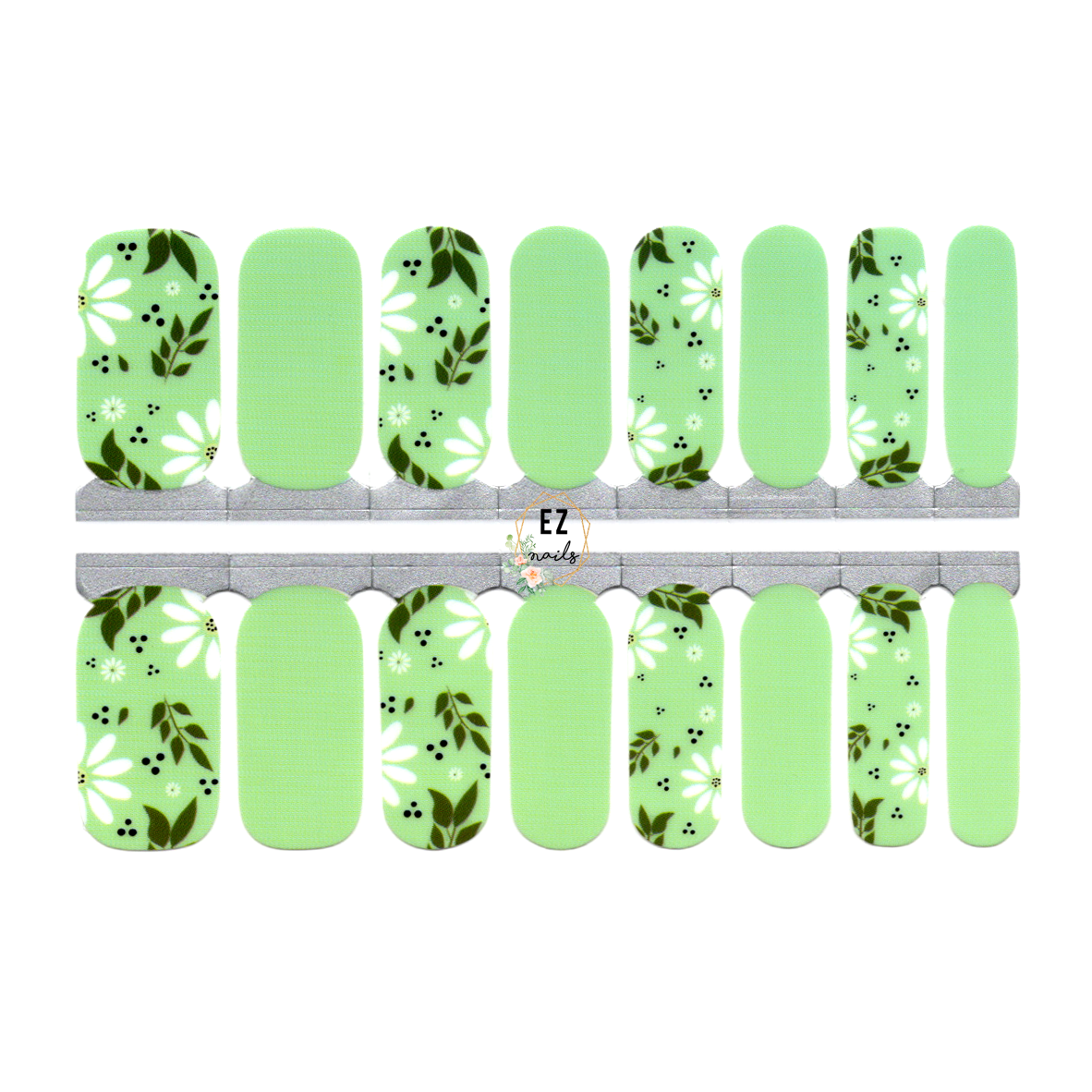 Pale Green Pale Green Spring with White Flowers and Leaves