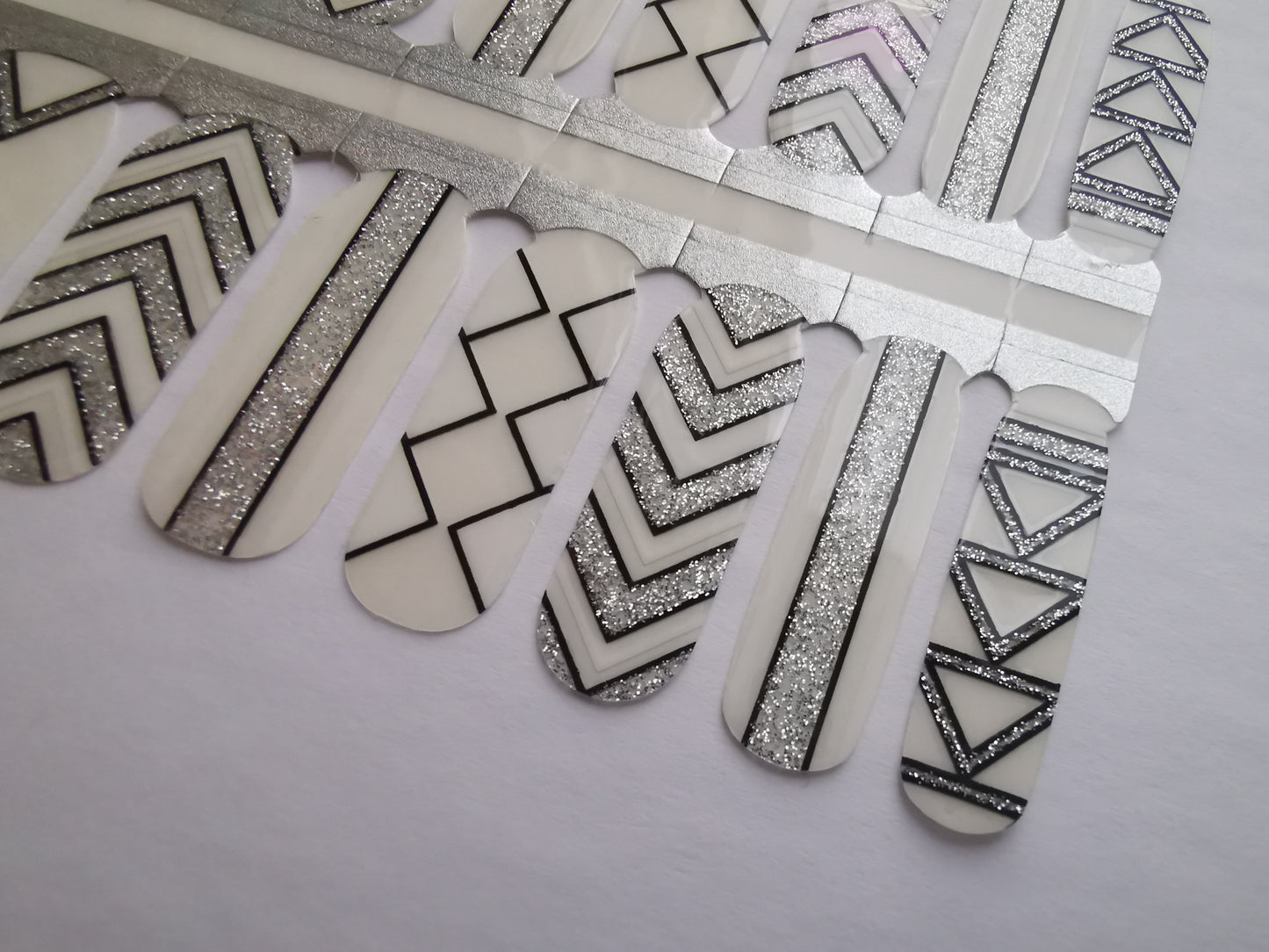 Gray White Black Silver Glitter Geometry Tribal Aztec Art with Clear Transparent Background