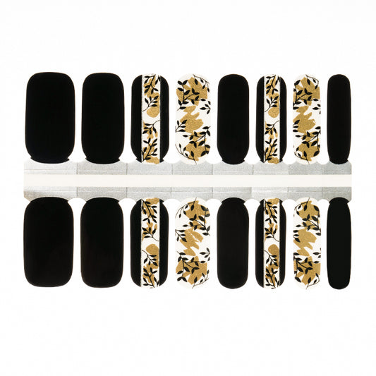 Black Black and Gold Leaves with Clear Background