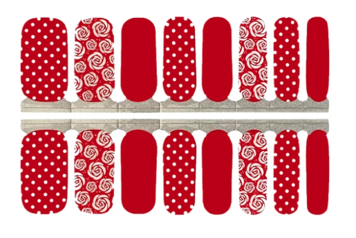 Firebrick Red and White Polka Dot and Roses Flowers