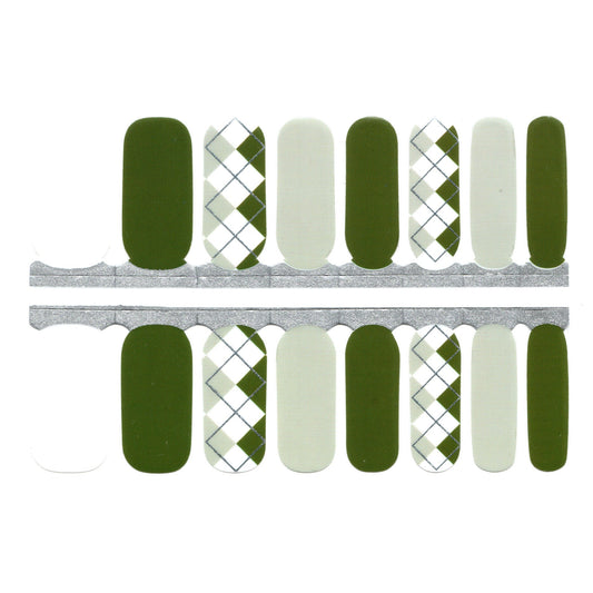 White Smoke Green Grey and White Solids Plaid Geometry with Silver Accents