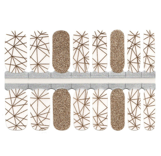 White Smoke Gold Glitter and White Background Geometry Lines