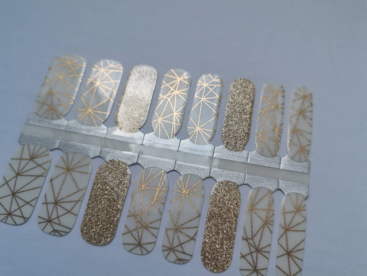 Light Slate Gray Gold Glitter and White Background Geometry Lines