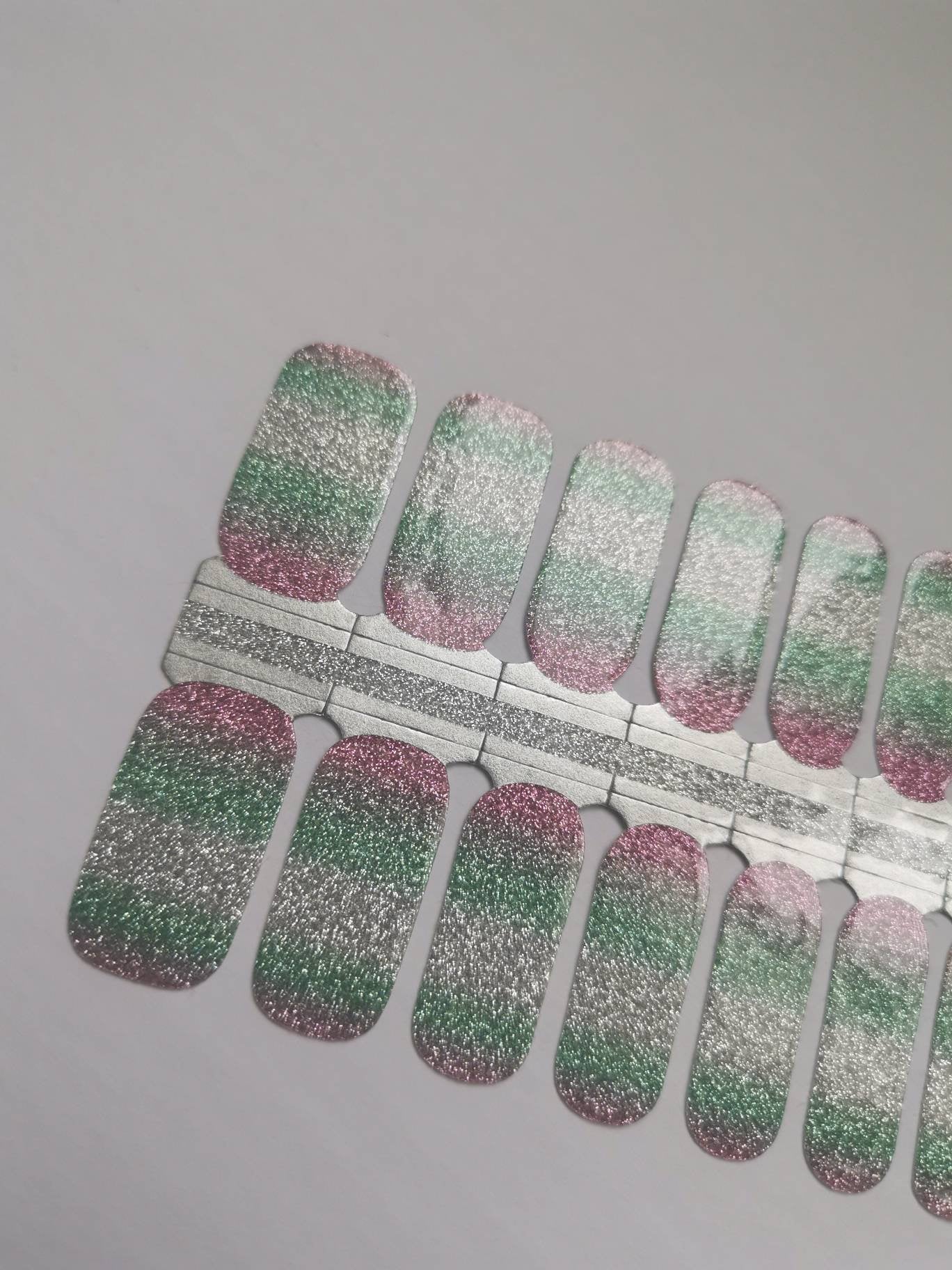 Dark Gray Pink Green and Silver Glitter Ombre Gradient