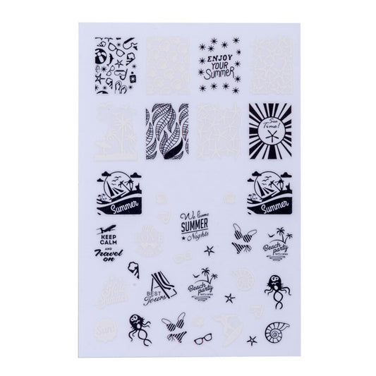 Light Gray Summer Black and White Words Swimsuit Beach Sunglasses Octopus