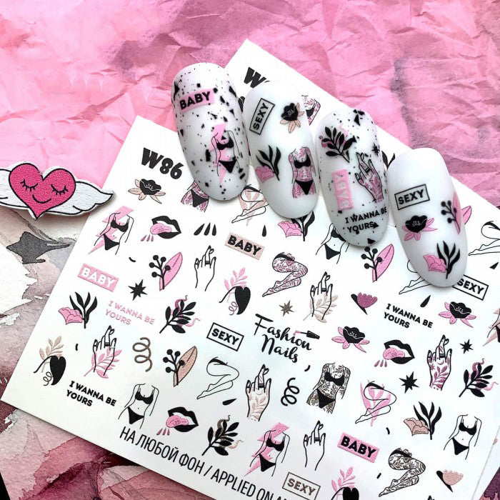 White Smoke Pink and Black Feminine Silhouettes, Women, I wanna be yours, Sexy, Baby