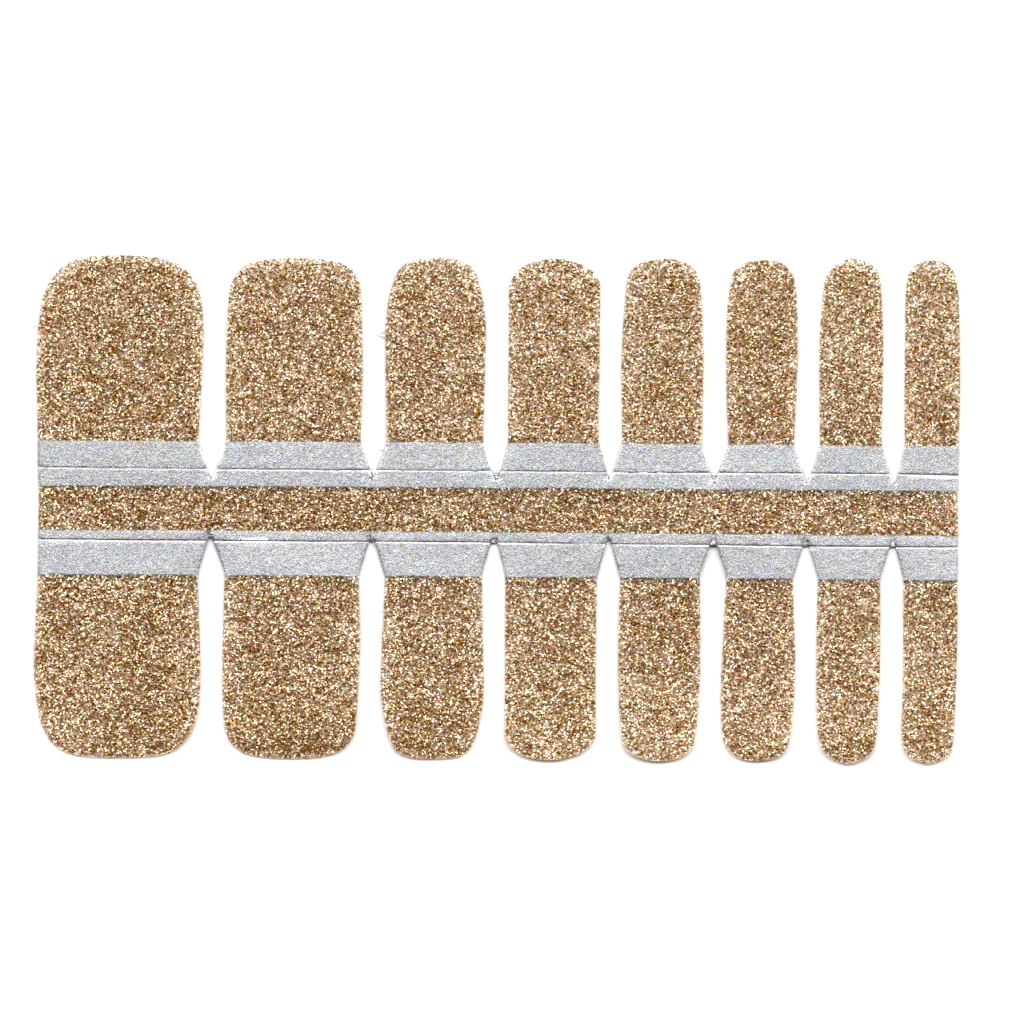 Rosy Brown Toe Nails/Kids Nail Wraps Champagne Gold Glitter Solid Color
