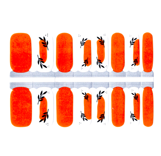 White Smoke Bright Orange with Black Leaf Branch Clear Background Negative Space