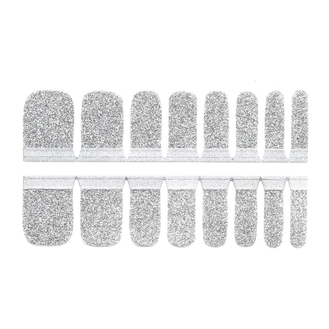 White Smoke Toe Nails/Kids Nail Wraps Silver Glitter Solid Color
