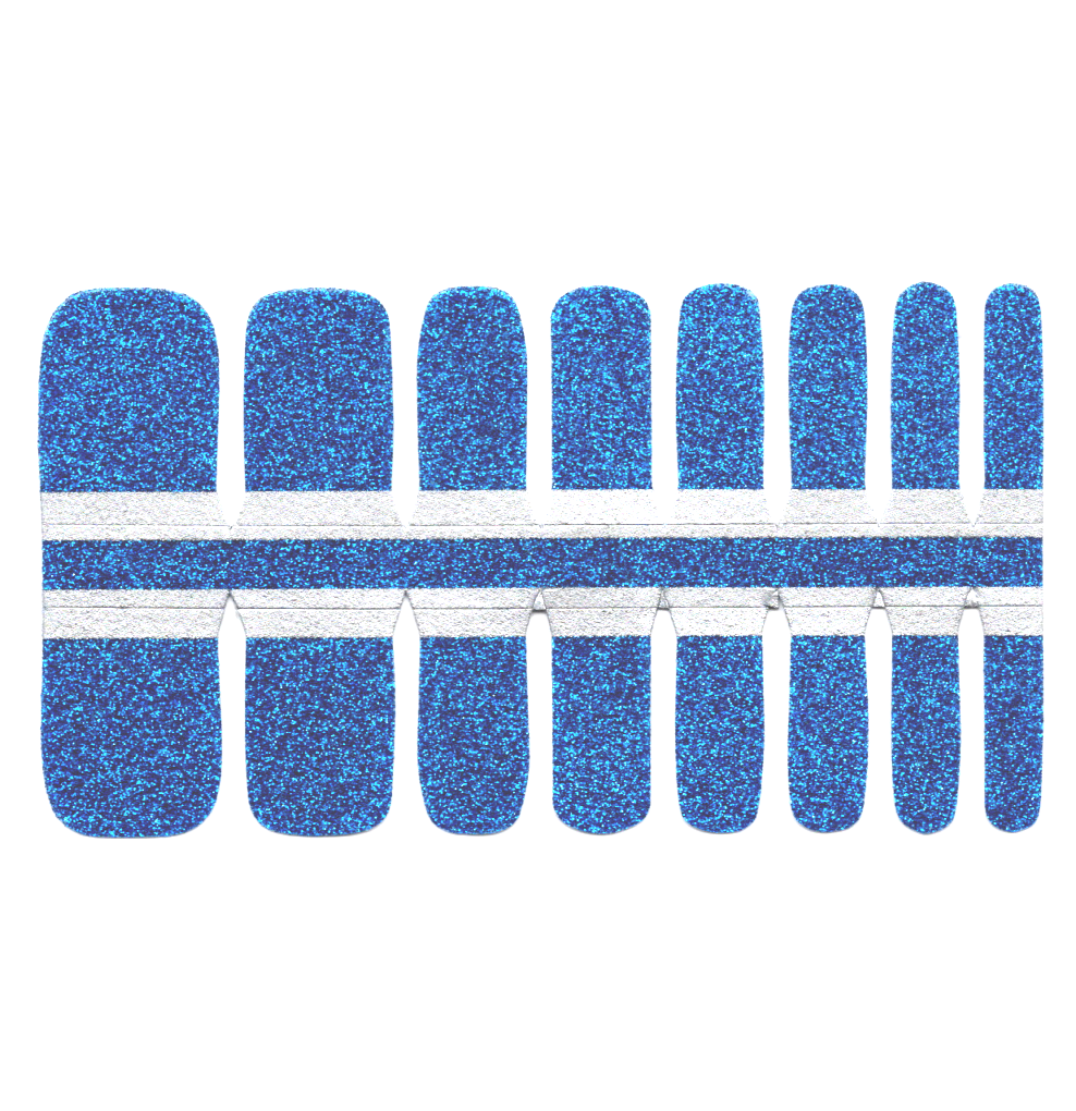 White Smoke Toe Nails/Kids Nail Wraps Blue Glitter Solid Color