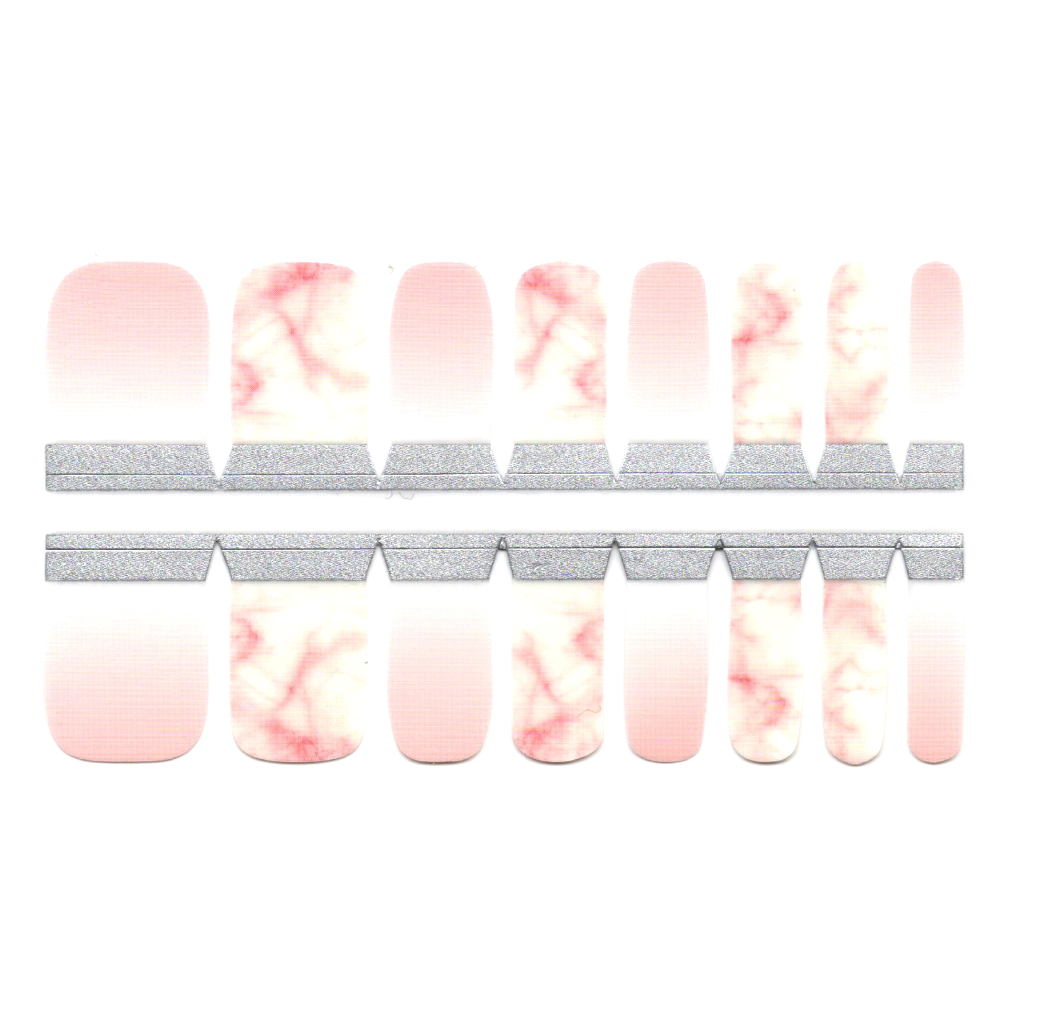 White Smoke Toe Nails/Kids Nail Wraps Pink and White Ombre Gradient Marble