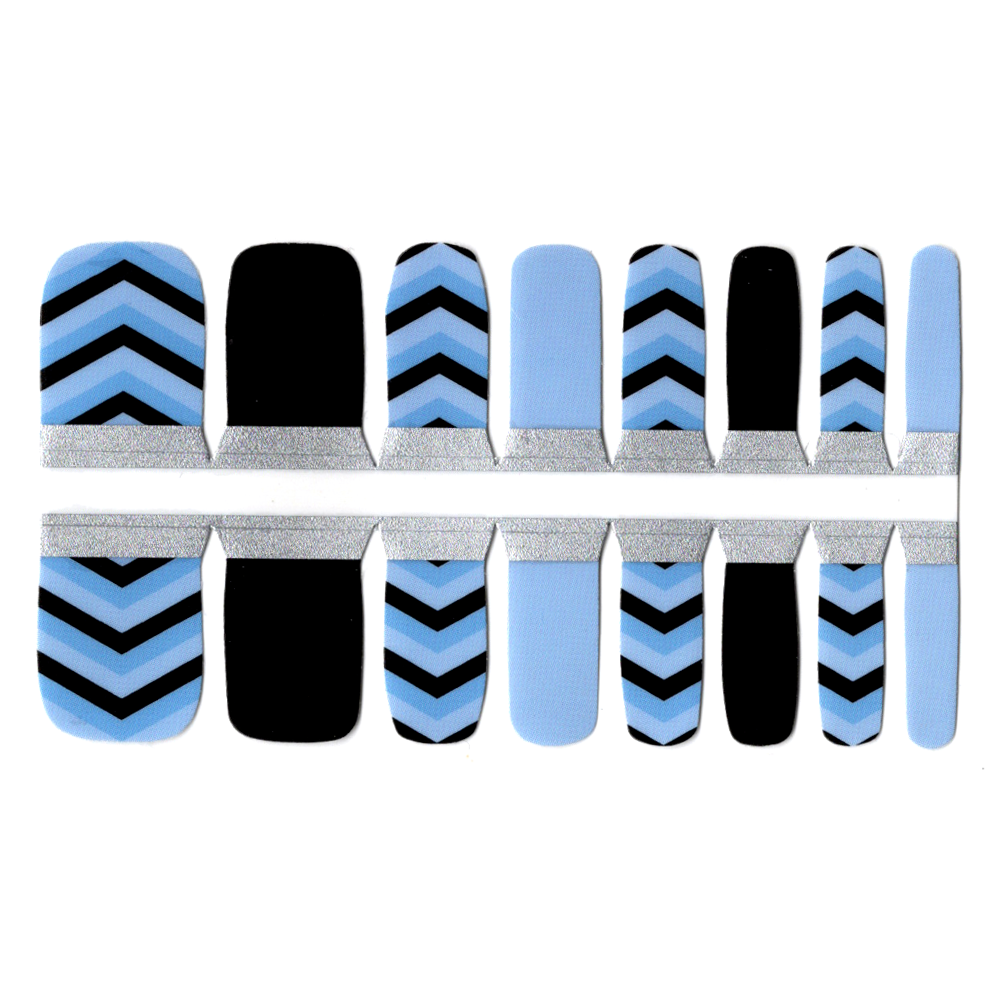 White Smoke Toe Nails/Kids Nail Wraps Blue and Black Waves