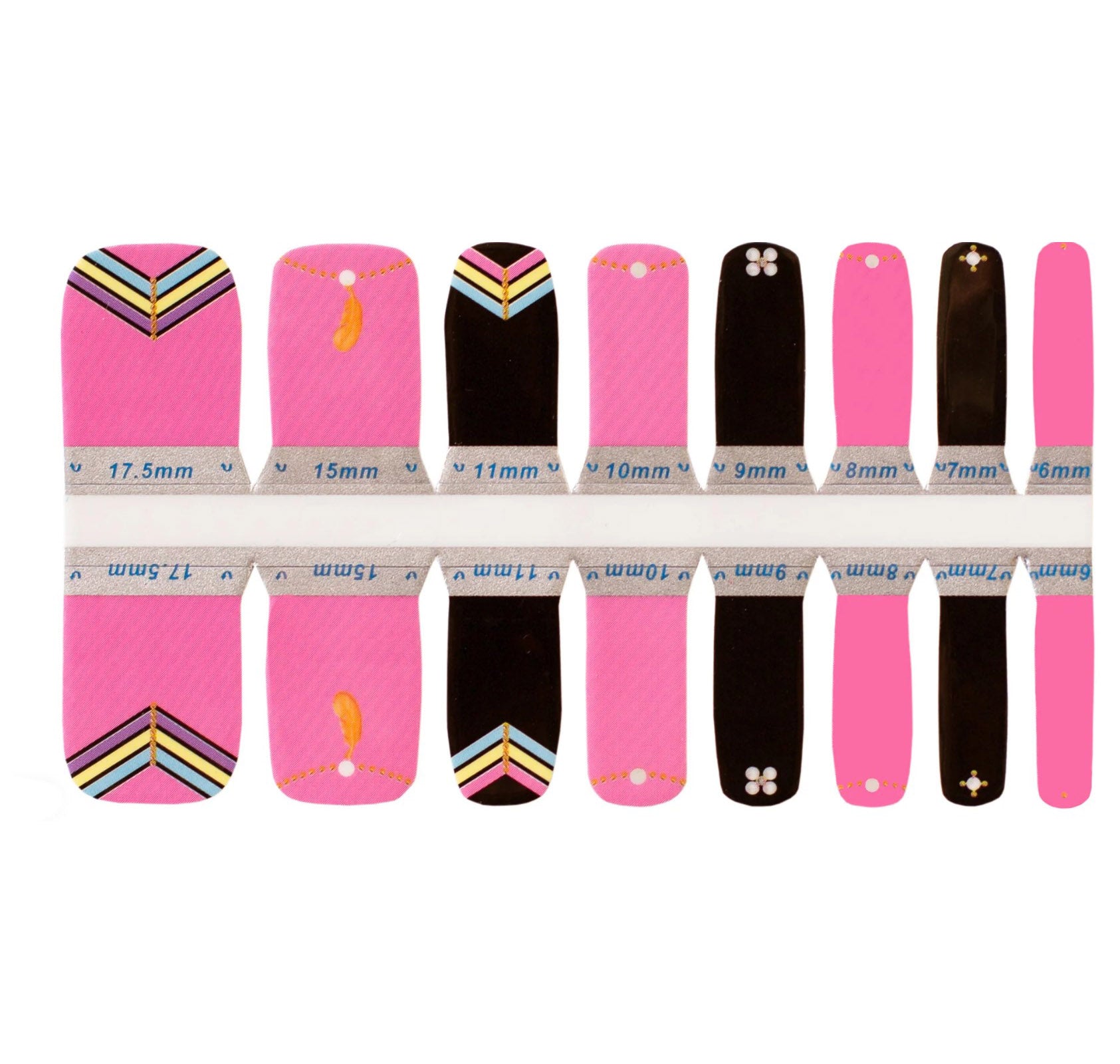 Black Toe Nails/Kids Nail Wraps Pink Black Pastel Lines Feather