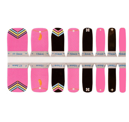 Black Toe Nails/Kids Nail Wraps Pink Black Pastel Lines Feather