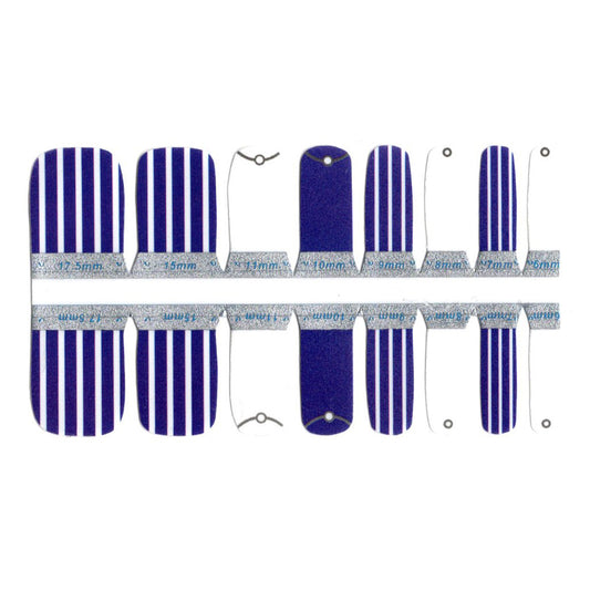 White Smoke Toe Nails/Kids Nail Wraps Navy Blue White Stripes