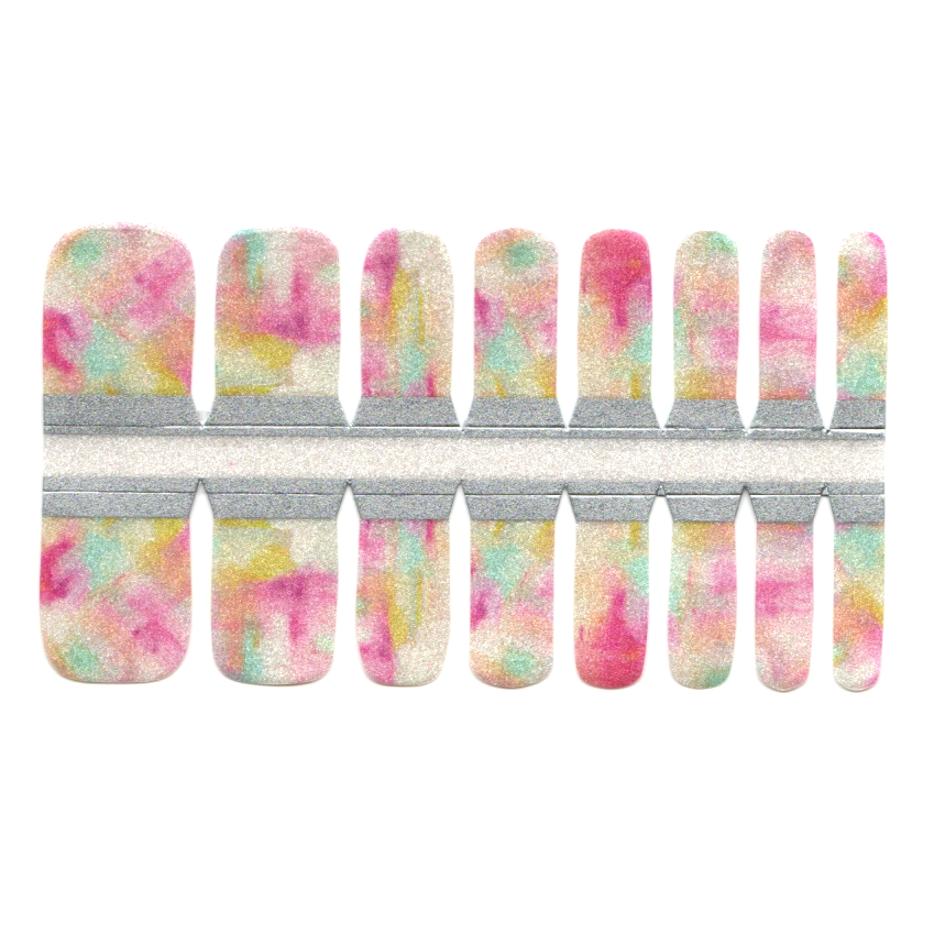 White Smoke Adult Toe Nails/Kids Finger Nail Wraps Watercolor Pink Green