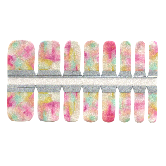White Smoke Adult Toe Nails/Kids Finger Nail Wraps Watercolor Pink Green
