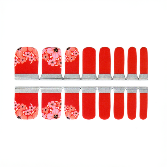 White Smoke Toe Nails/Kids Nail Wraps Red Toe Nail Wraps with Flowers