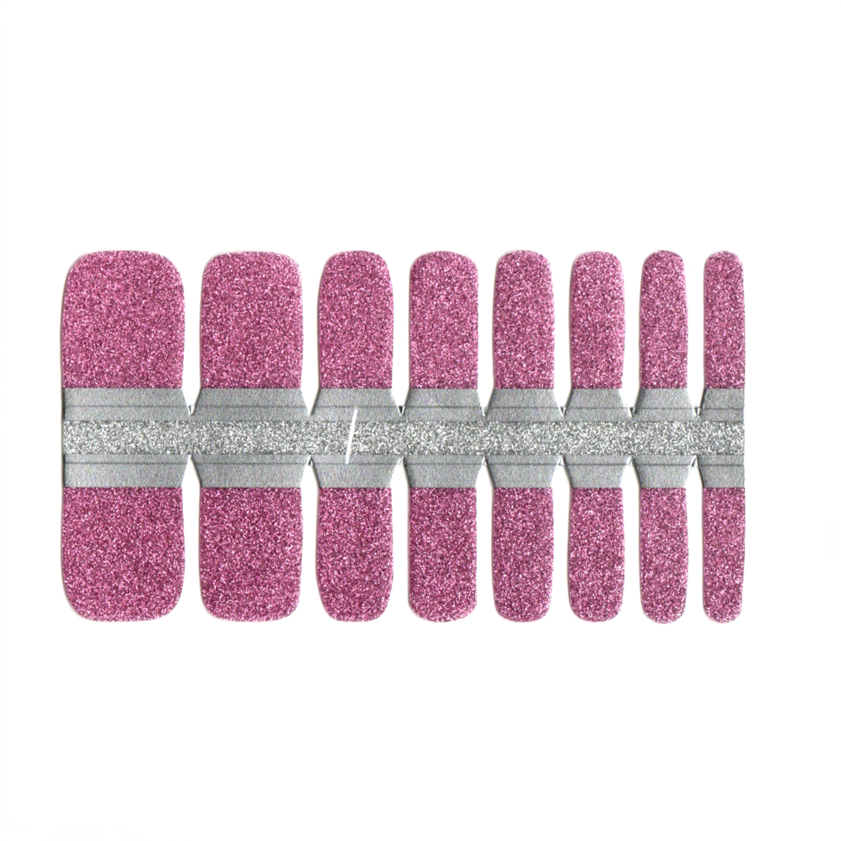 Pale Violet Red Toe Nails/Kids Nail Wraps Pink Solid Glitter