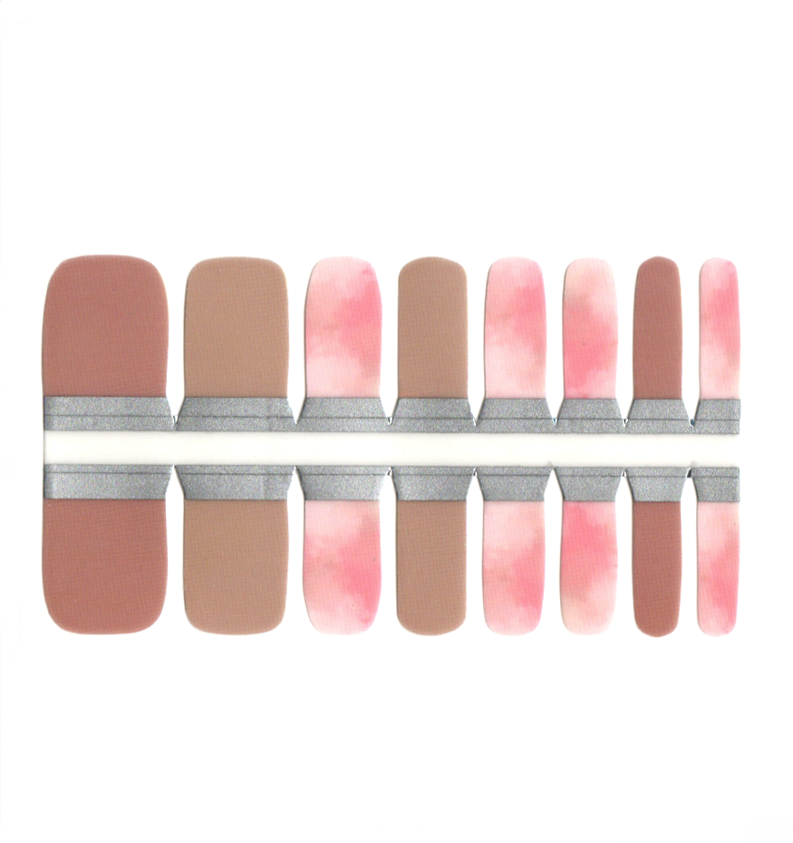 White Smoke Toe Nails/Kids Nail Wraps Beige and Pink Watercolor