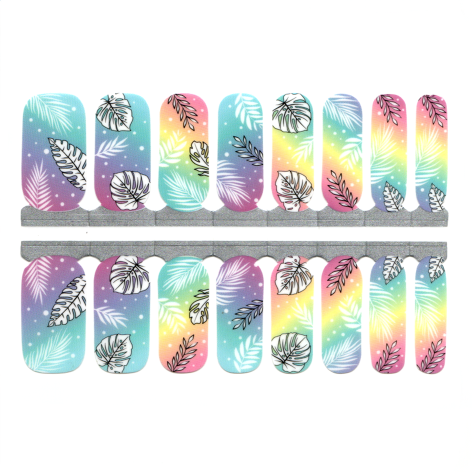 White Smoke Pastel Rainbow Ombre Leaves
