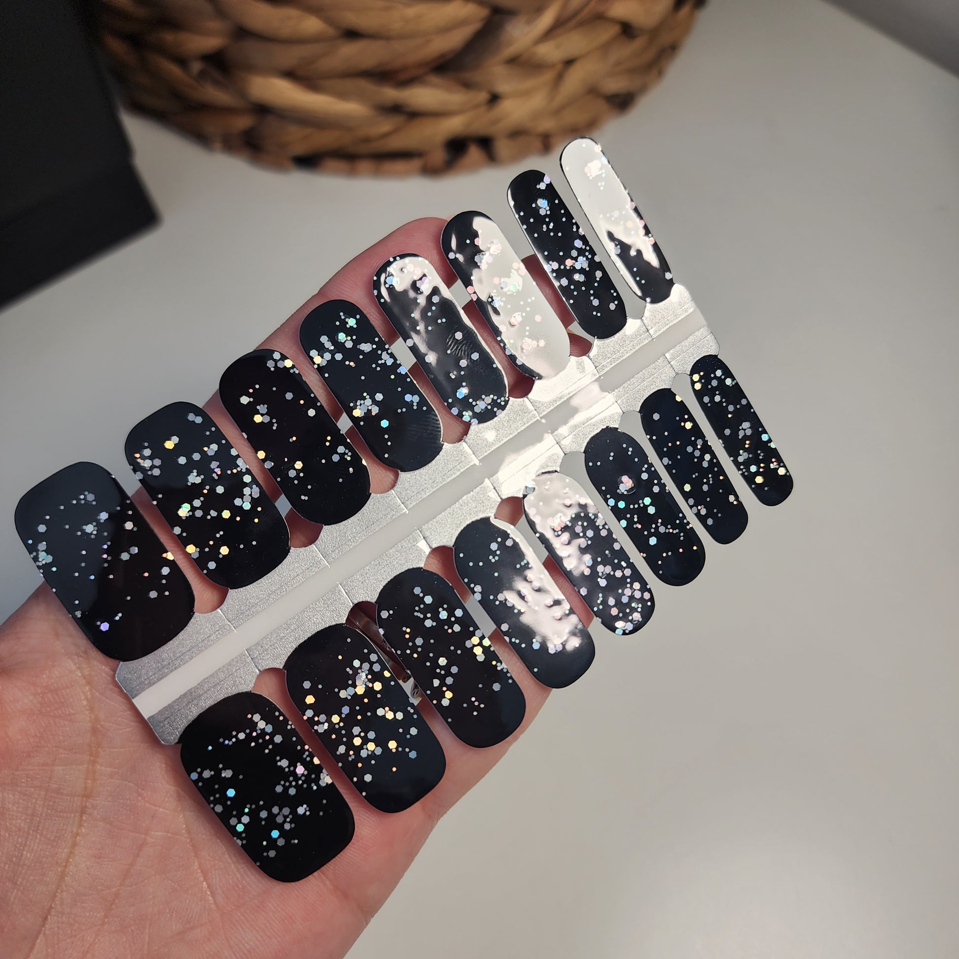 Dark Gray Black Silver Sequin Glitter